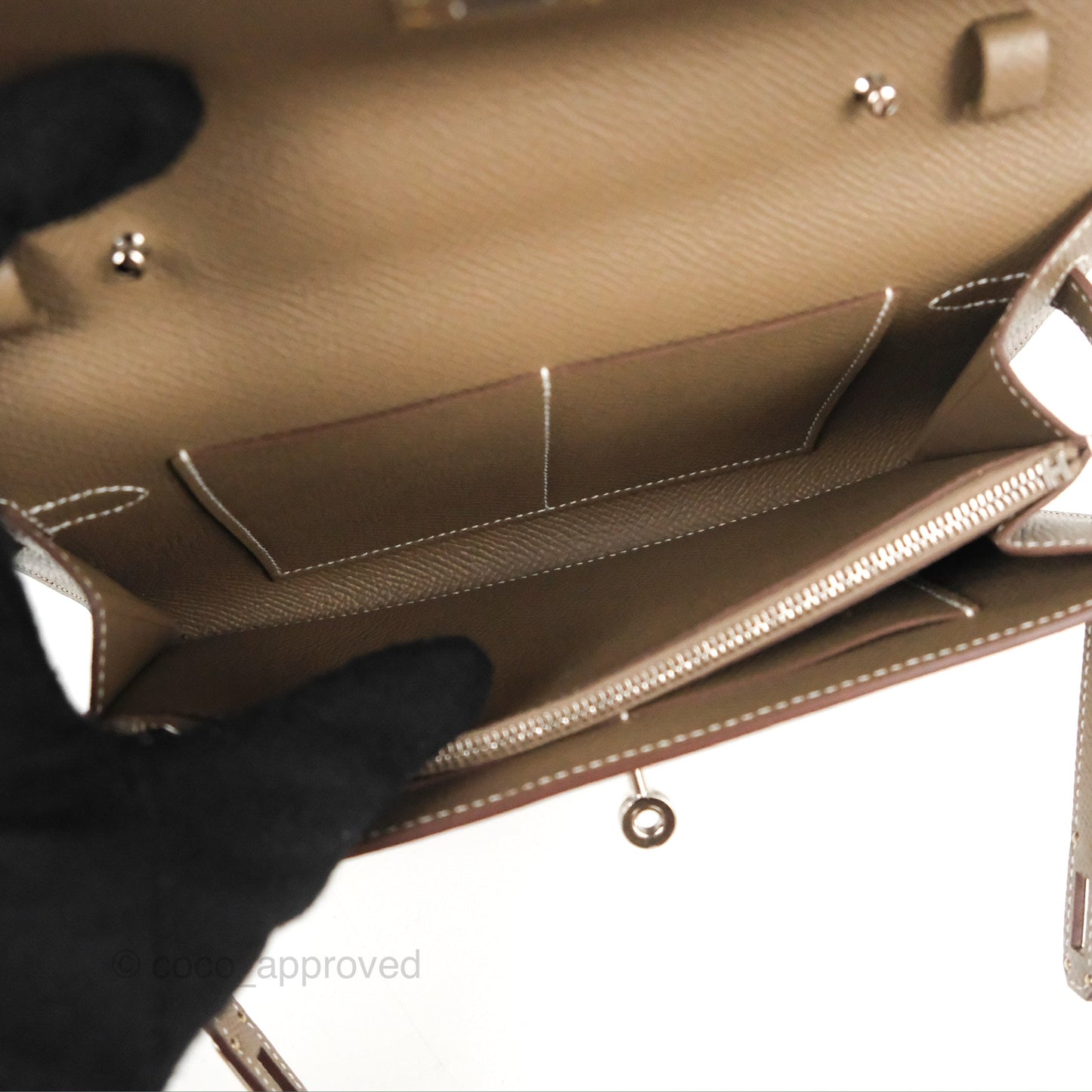 Hermès Kelly To Go Wallet Etoupe Epsom Palladium Hardware