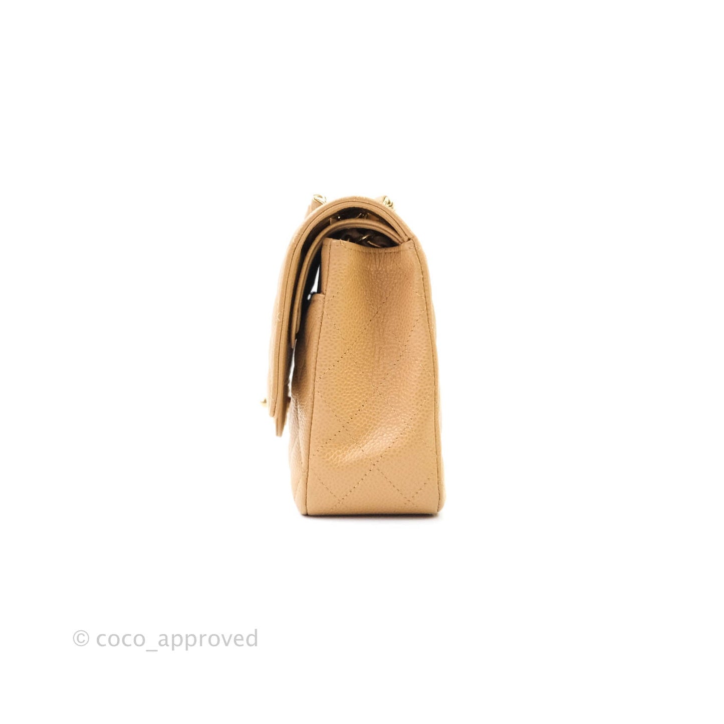 Chanel Classic M/L Medium Double Flap Dark Beige Caviar 24K Gold Hardware