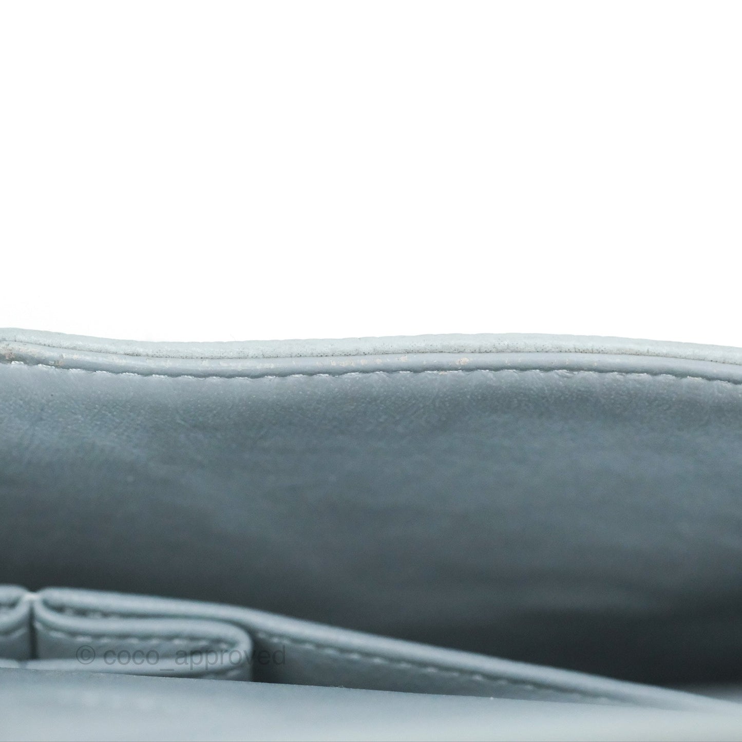 Chanel Classic M/L Medium Flap Quilted Light Grey Blue Caviar Silver Hardware