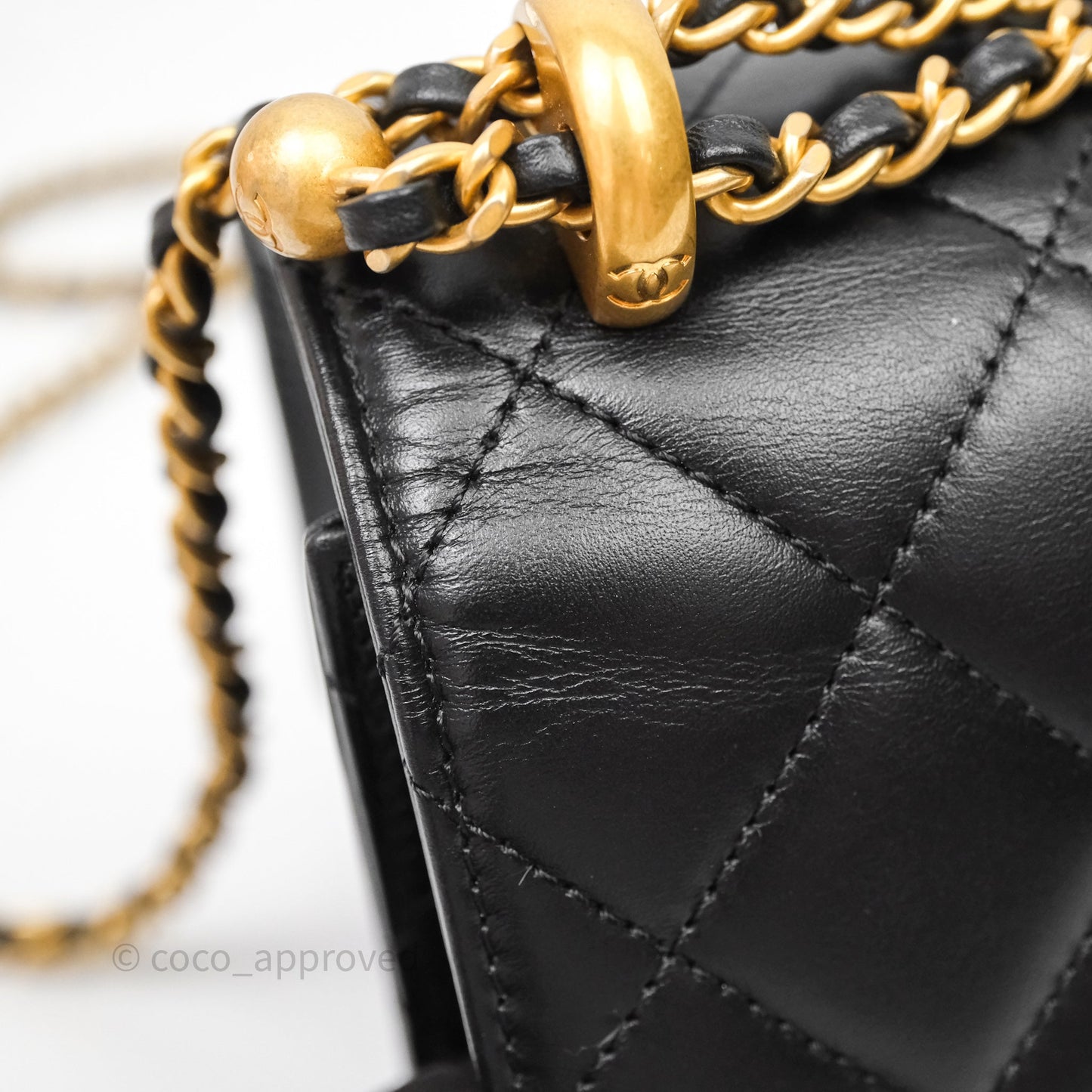 Chanel Mini Perfect Fit Adjustable Quilted Black Calfskin Aged Gold Hardware