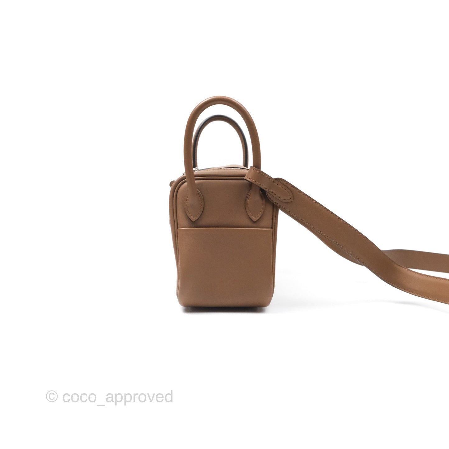 Hermès Mini Lindy 20 Verso Swift Alezan 3G / Biscuit 48 Palladium Hardware