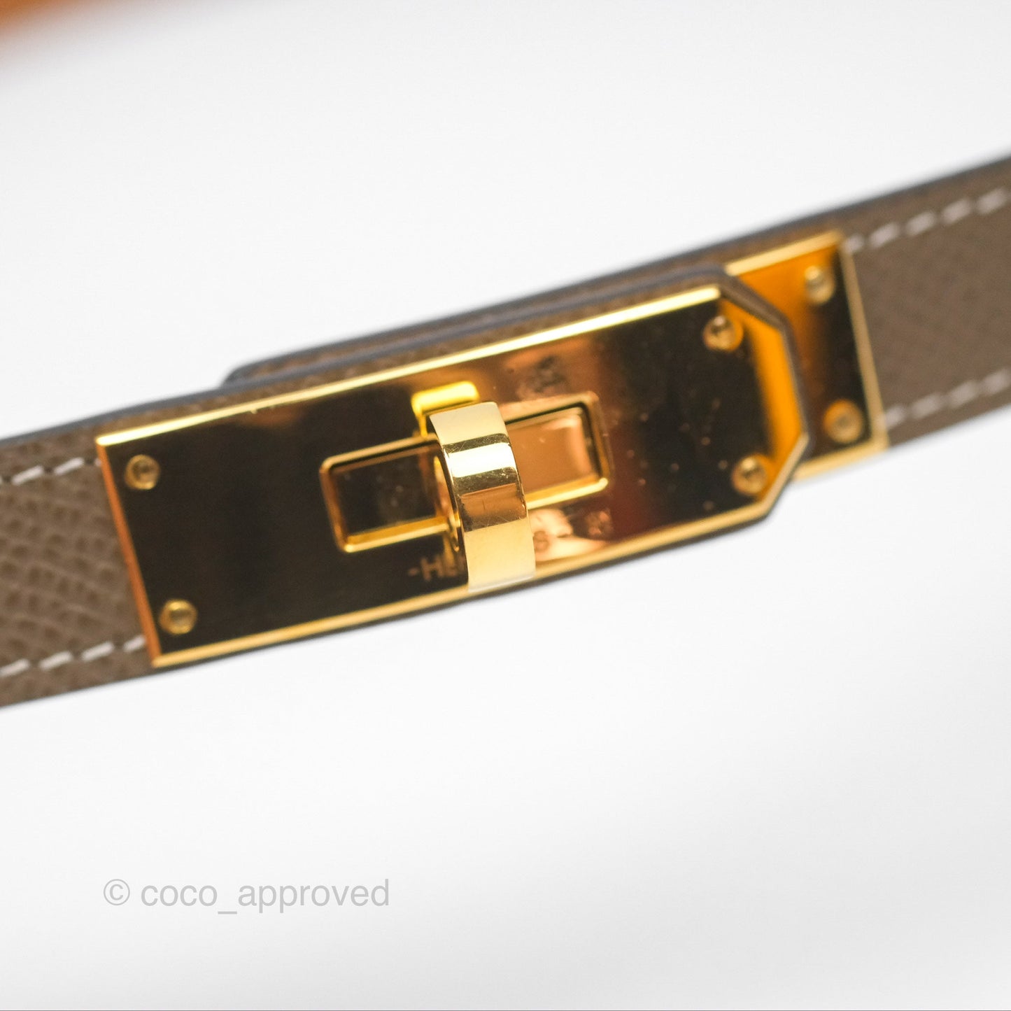 Hermès Epsom Kelly Buckle Belt Etoupe 18 Rose Gold Hardware