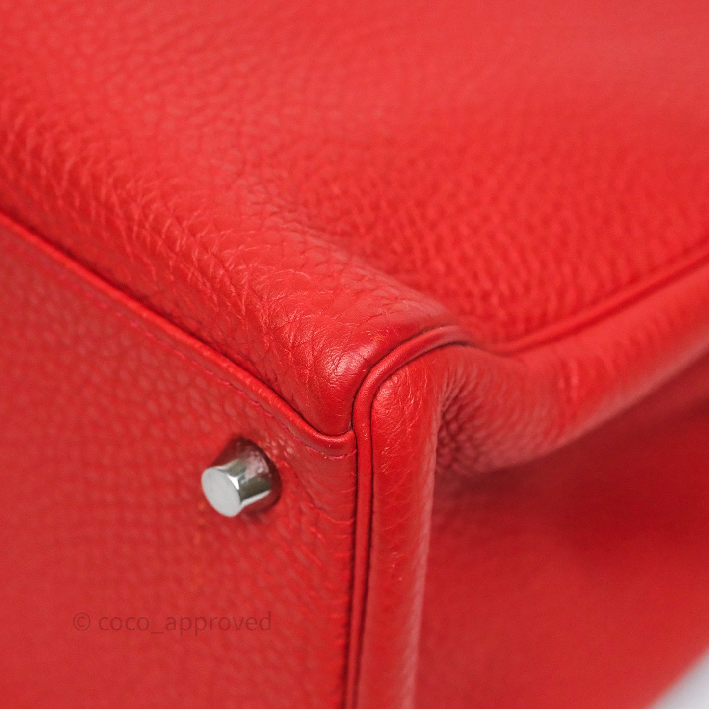 Hermès Kelly 35 Retourne Red Togo Palladium Hardware