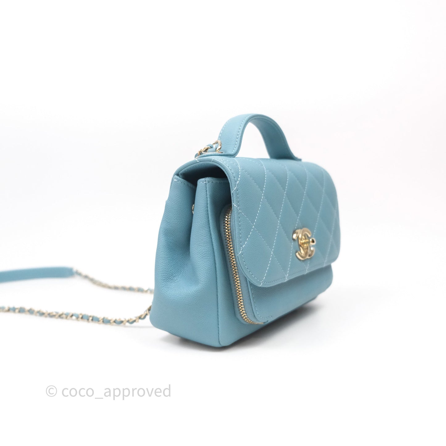 Chanel Small Quilted Business Affinity Flap Caviar Blue Gold Hardware