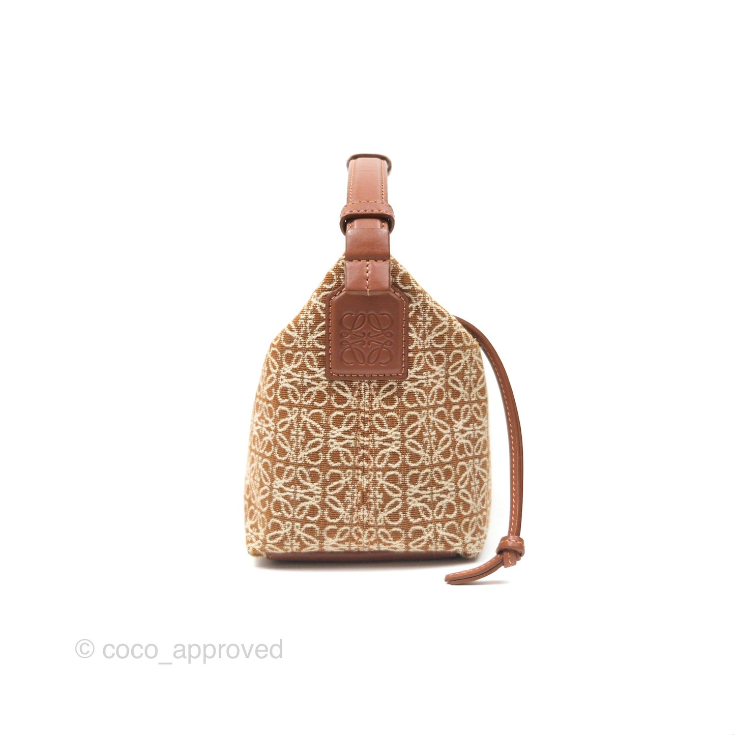 Loewe Small Cubi bag in Anagram Jacquard & Calfskin Tan Pecan