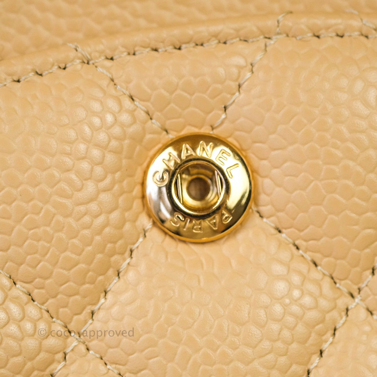 Chanel Classic M/L Medium Double Flap Beige Caviar Gold Hardware