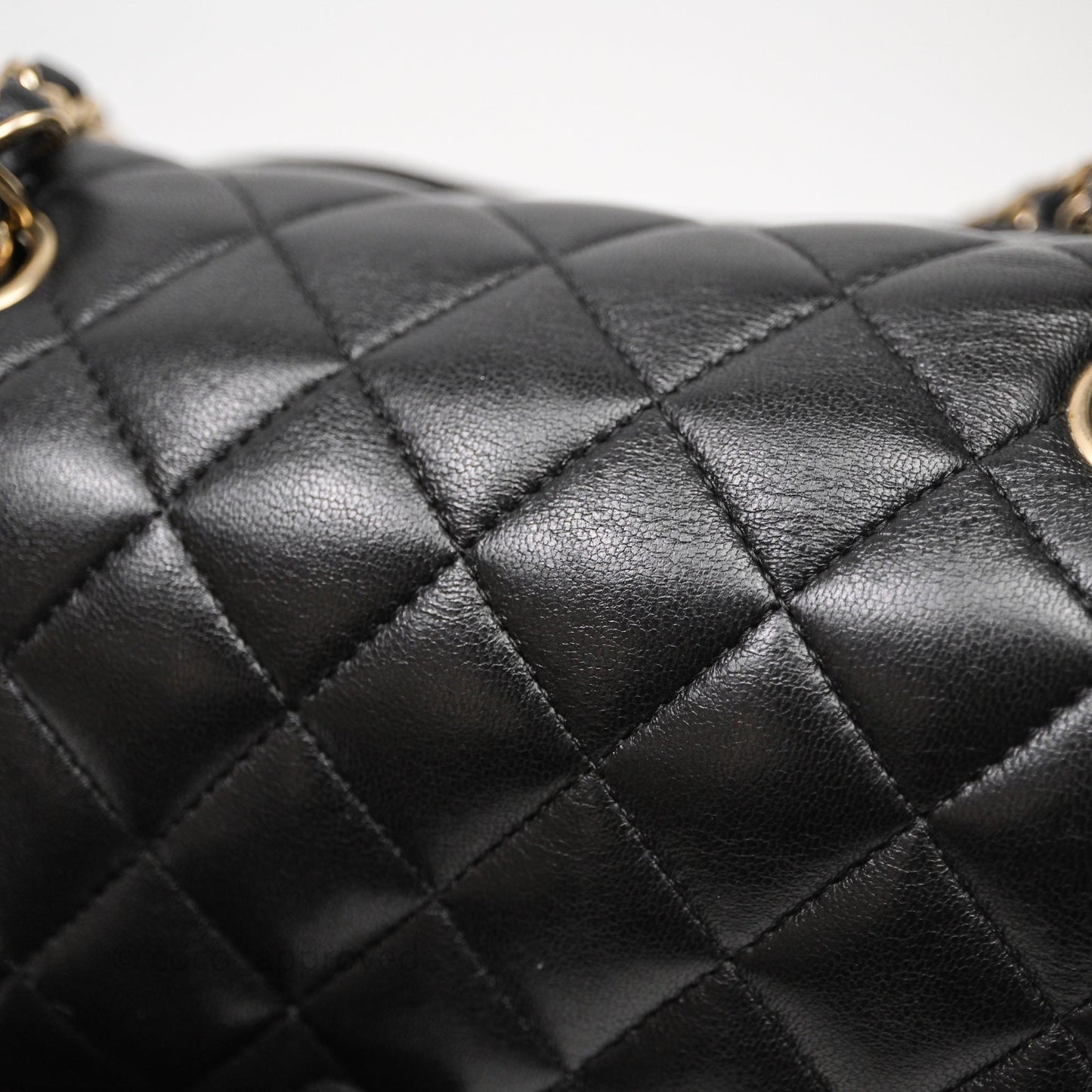 Chanel Mini Square Quilted Black Lambskin Gold Hardware