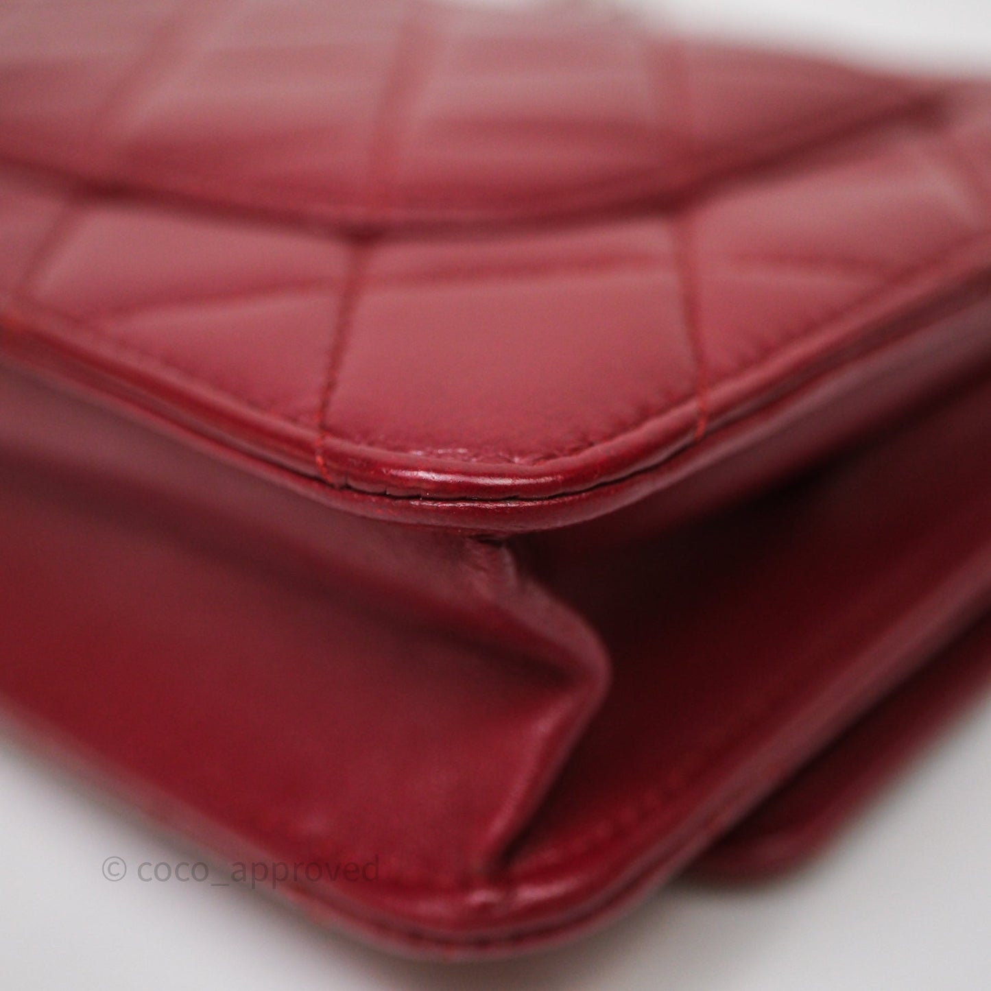 Chanel Quilted Wallet on Chain WOC Red Lambskin Silver Hardware