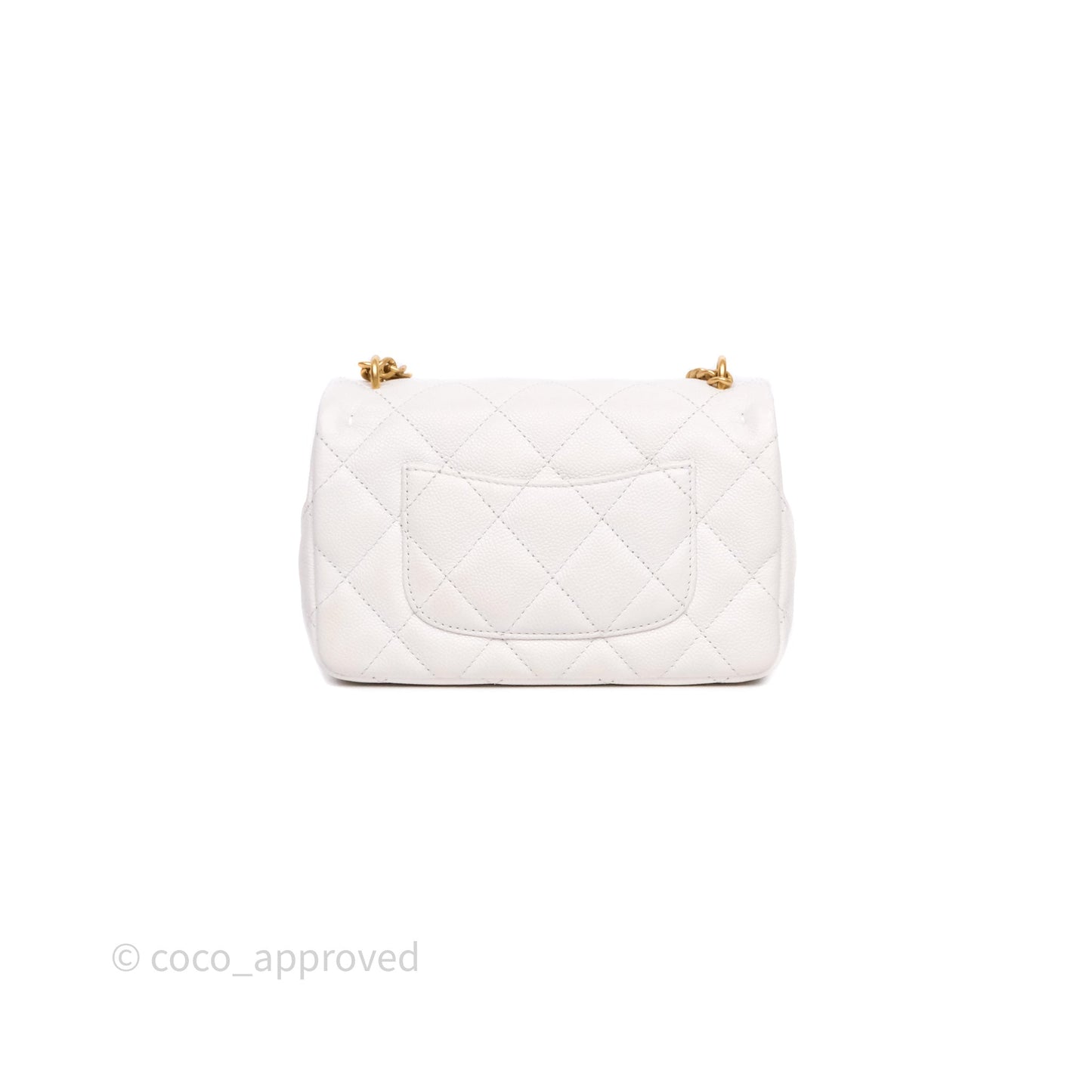 Chanel Heart Crush Mini Flap Bag White Caviar Aged Gold Hardware