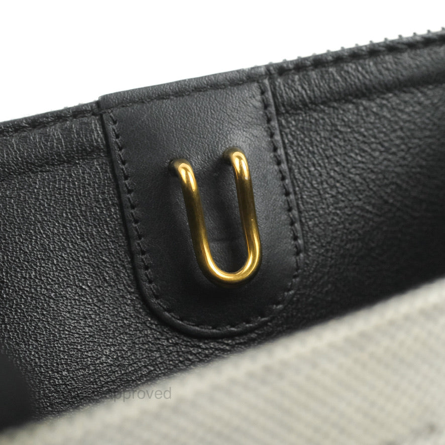 Celine Small Sangle Bucket Bag Black/Grey Textiles Gold Hardware