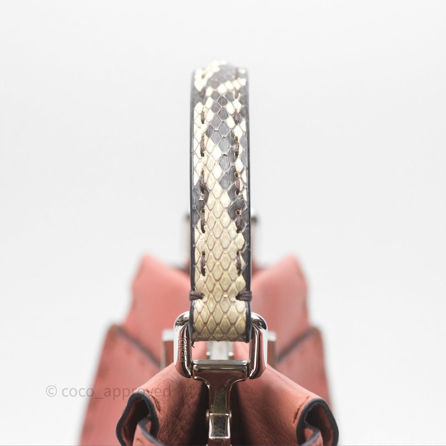 Fendi Mini Peekaboo Bag Pink Grained Leather/Python Silver Hardware with Defender