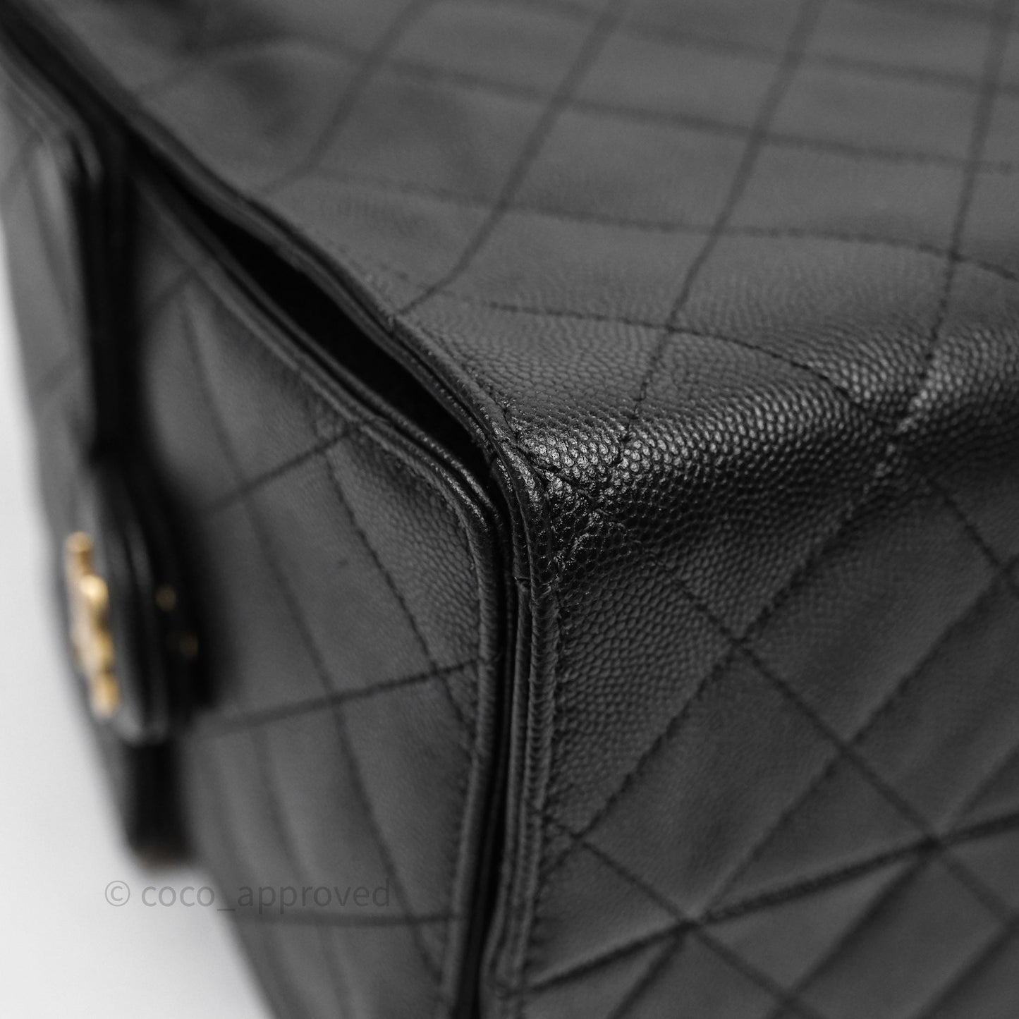 Chanel 25 Medium Black Caviar Aged Gold Hardware