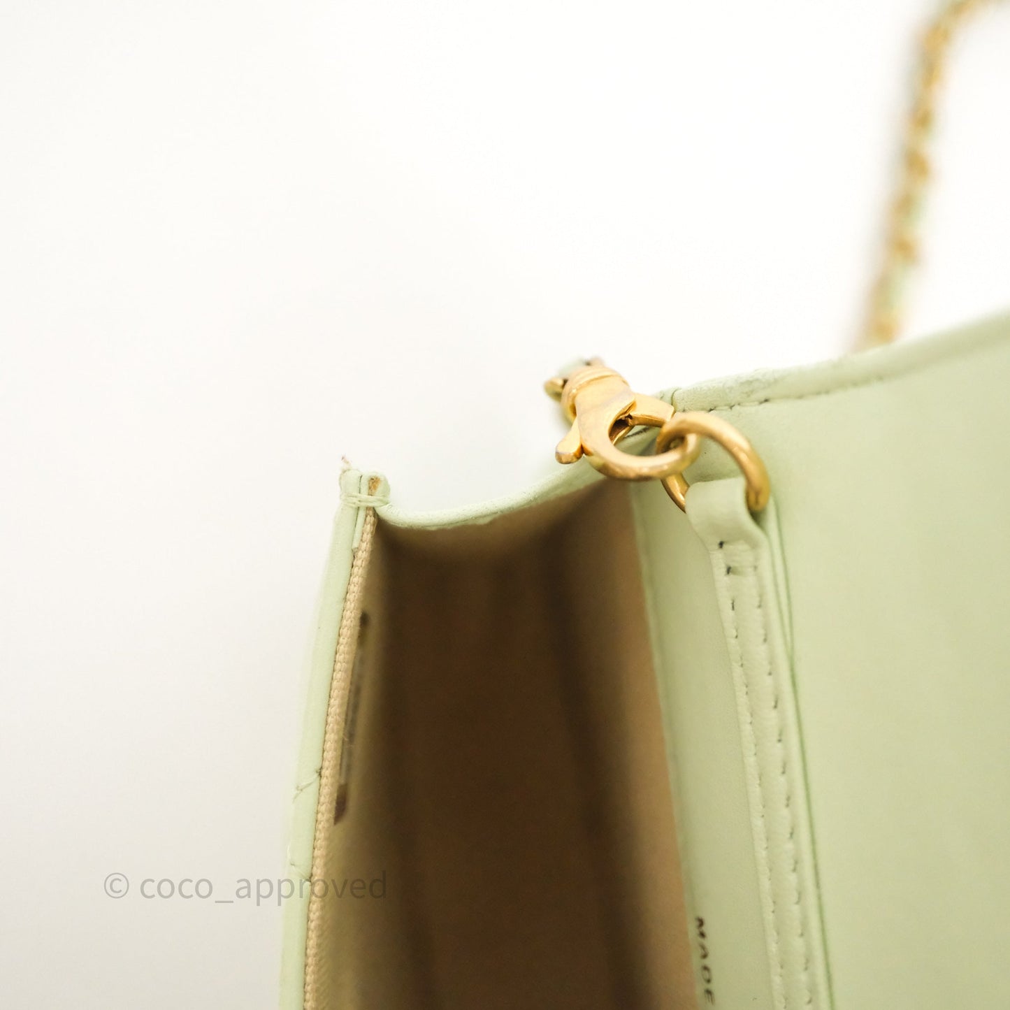 Chanel Pearl Crush Mini Clutch Belt Bag Green Lambskin Aged Gold Hardware