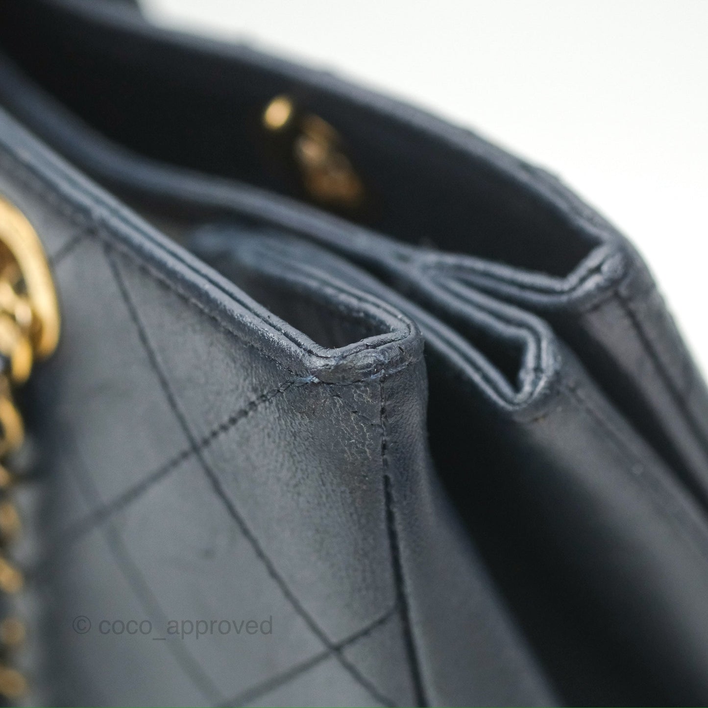 Chanel Medium Around The Corner Shopping Tote Navy Lambskin