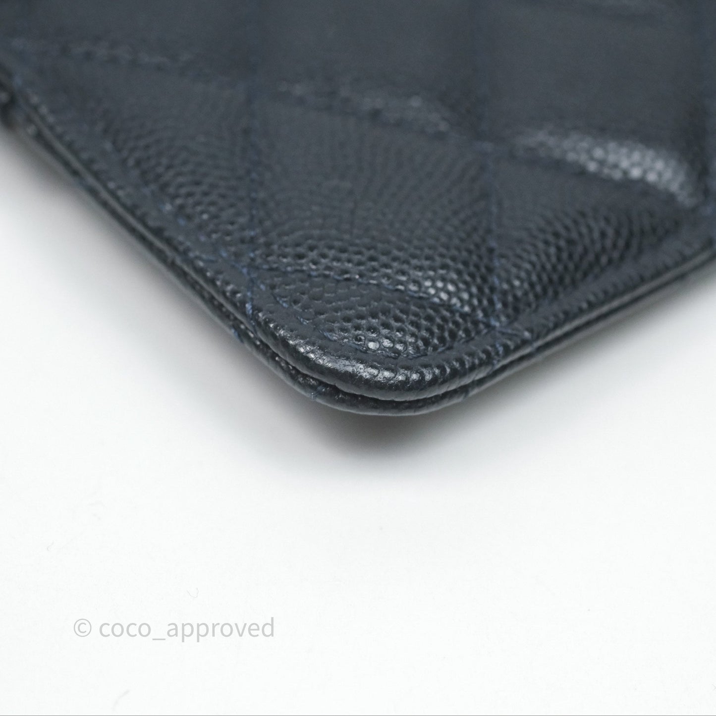 Chanel Classic Flat Navy Caviar Wallet Pouch Gold Hardware