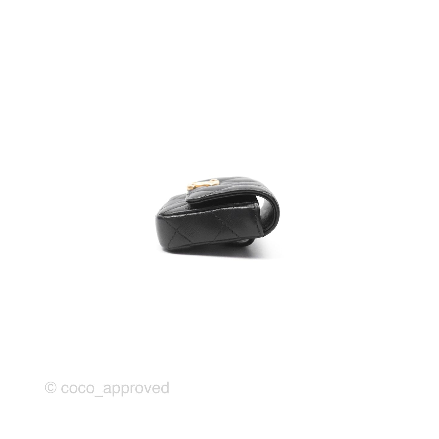 Chanel Mini Card Holder Belt Bag Black Lambskin Aged Gold Hardware