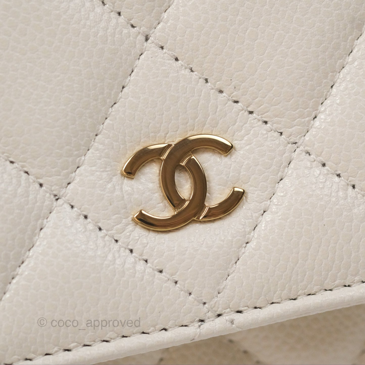 Chanel Quilted Classic Wallet on Chain WOC White Caviar Gold Hardware