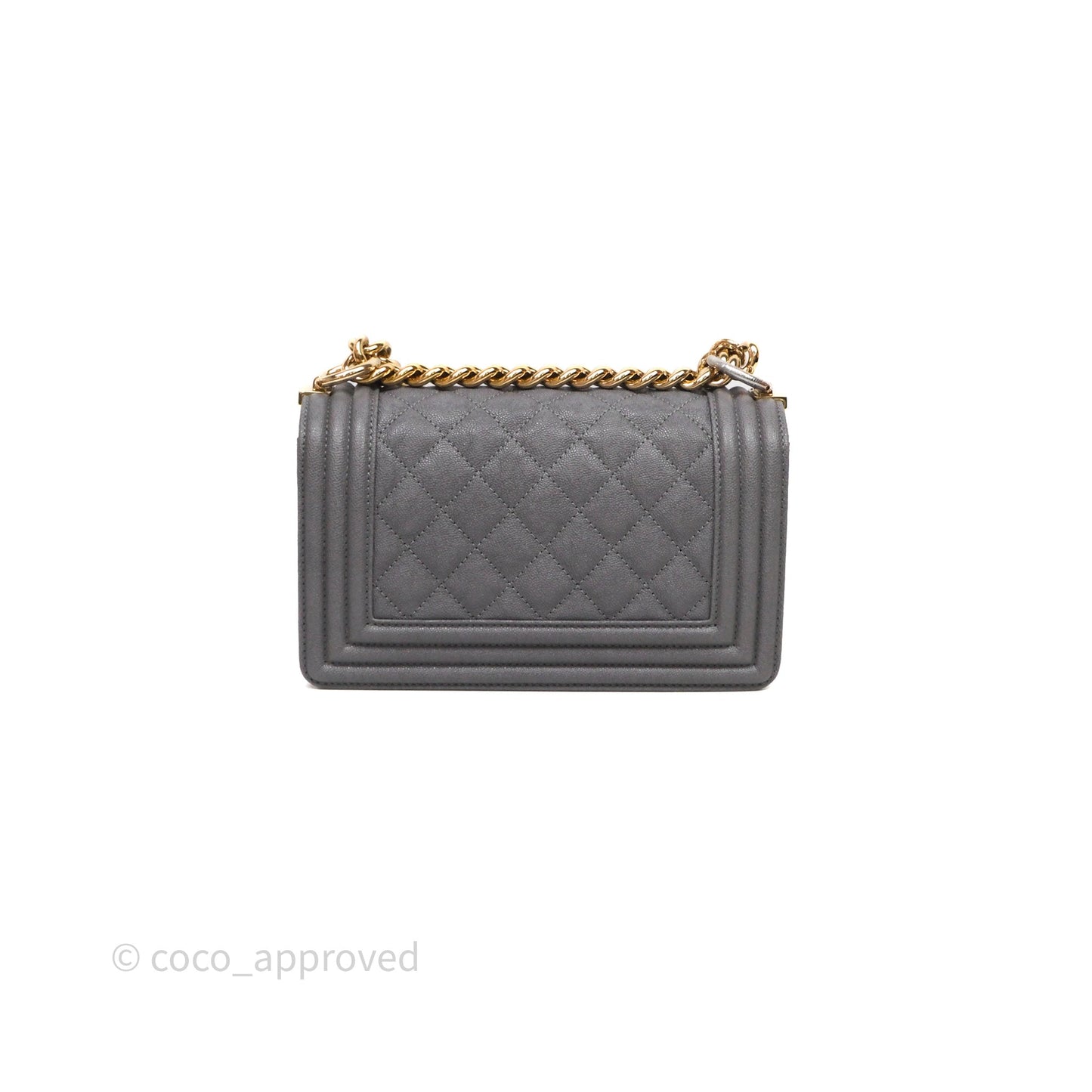 Chanel Small Boy Dark Grey Caviar Gold Hardware