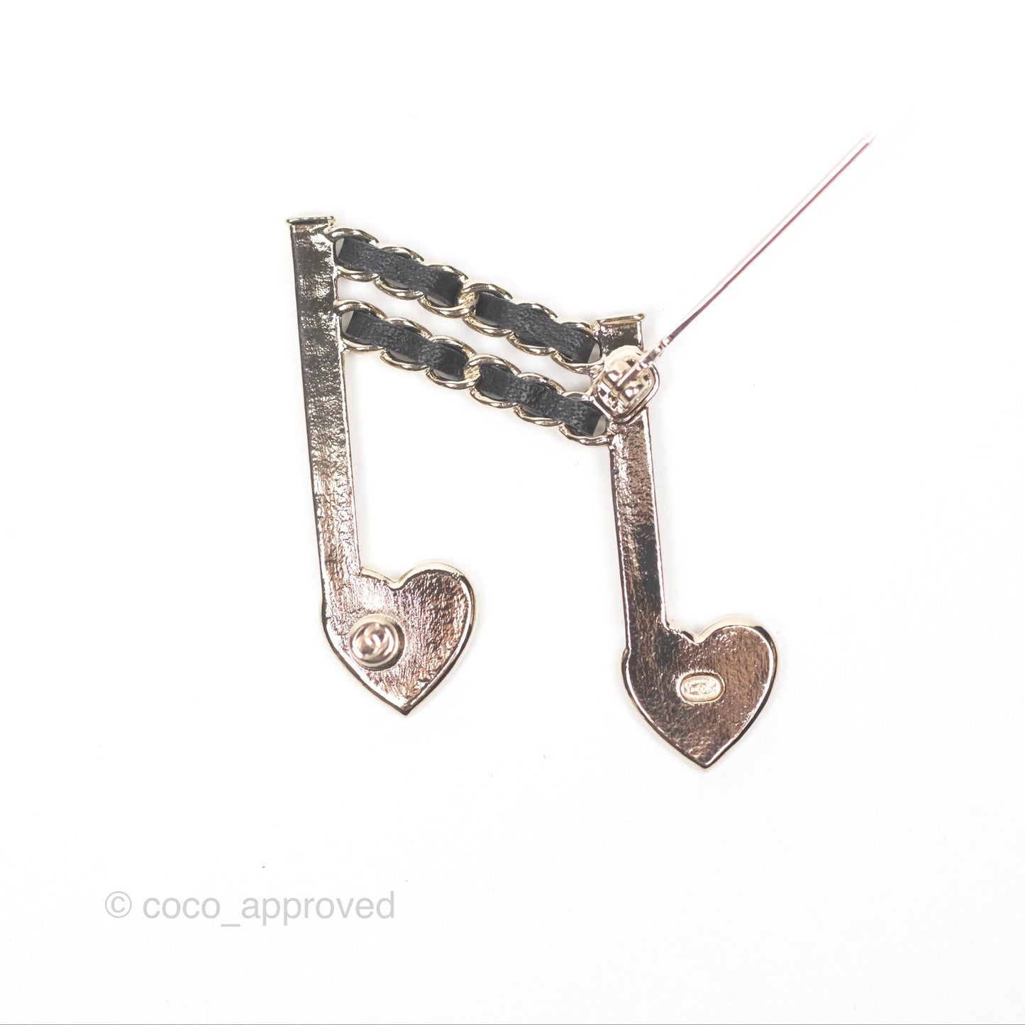 Chanel Heart Studded Street Style With Jewels Brooch Gold Tone 24A