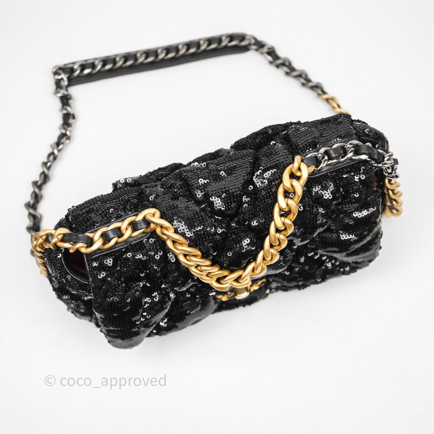 Chanel 19 Small Sequin Black Mixed Hardware