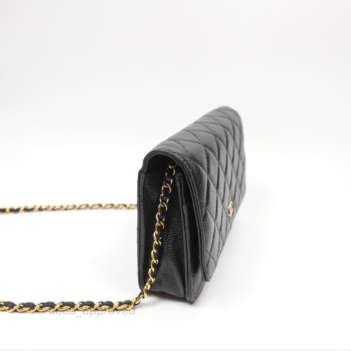 Chanel Quilted Classic Wallet On Chain WOC Black Caviar Gold Hardware