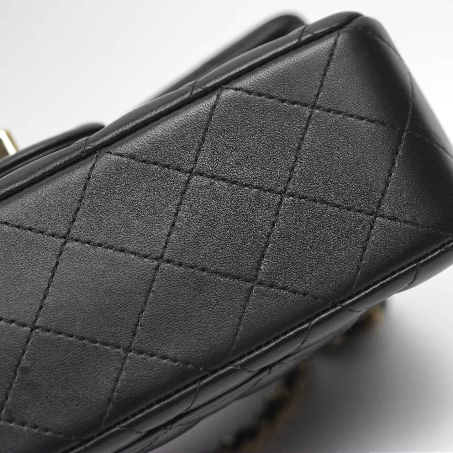 Chanel Top Handle Mini Rectangular Flap Bag Black Lambskin Gold Hardware
