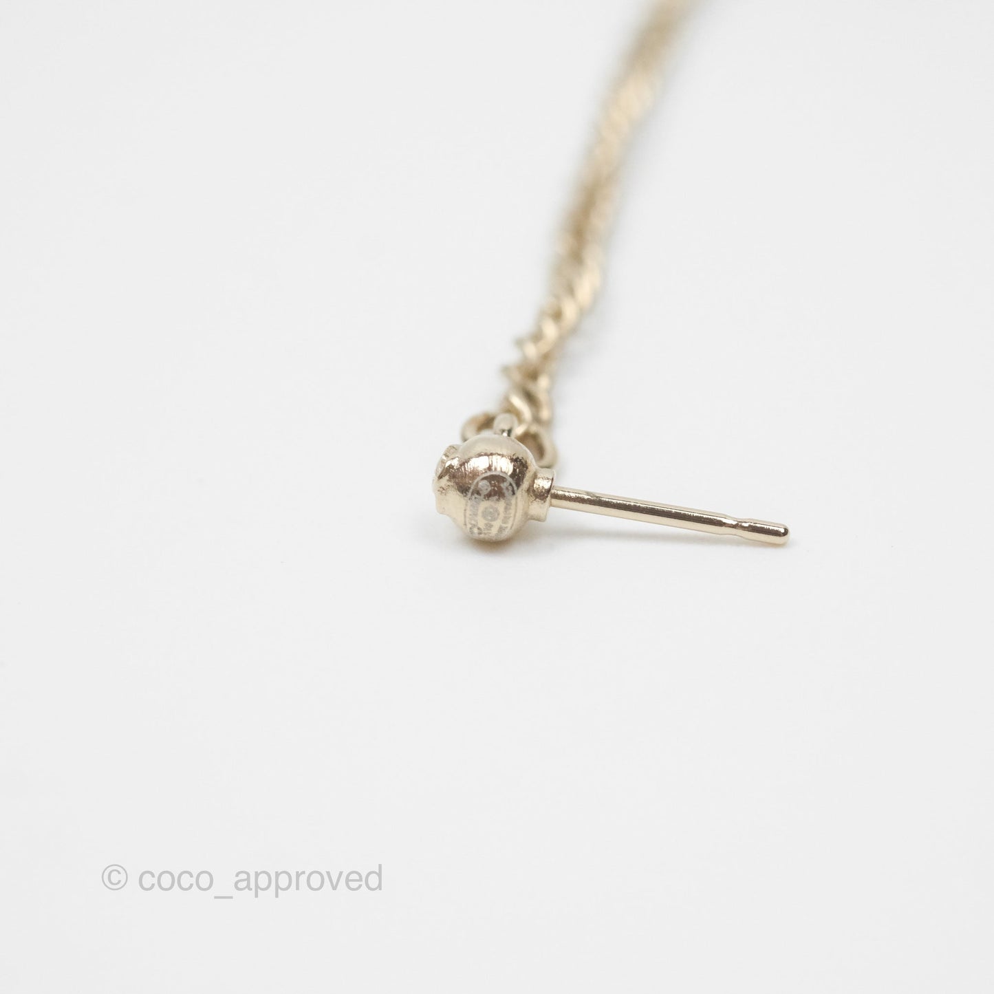 Chanel Crystal CC Long Drop Earrings Gold Tone 19A