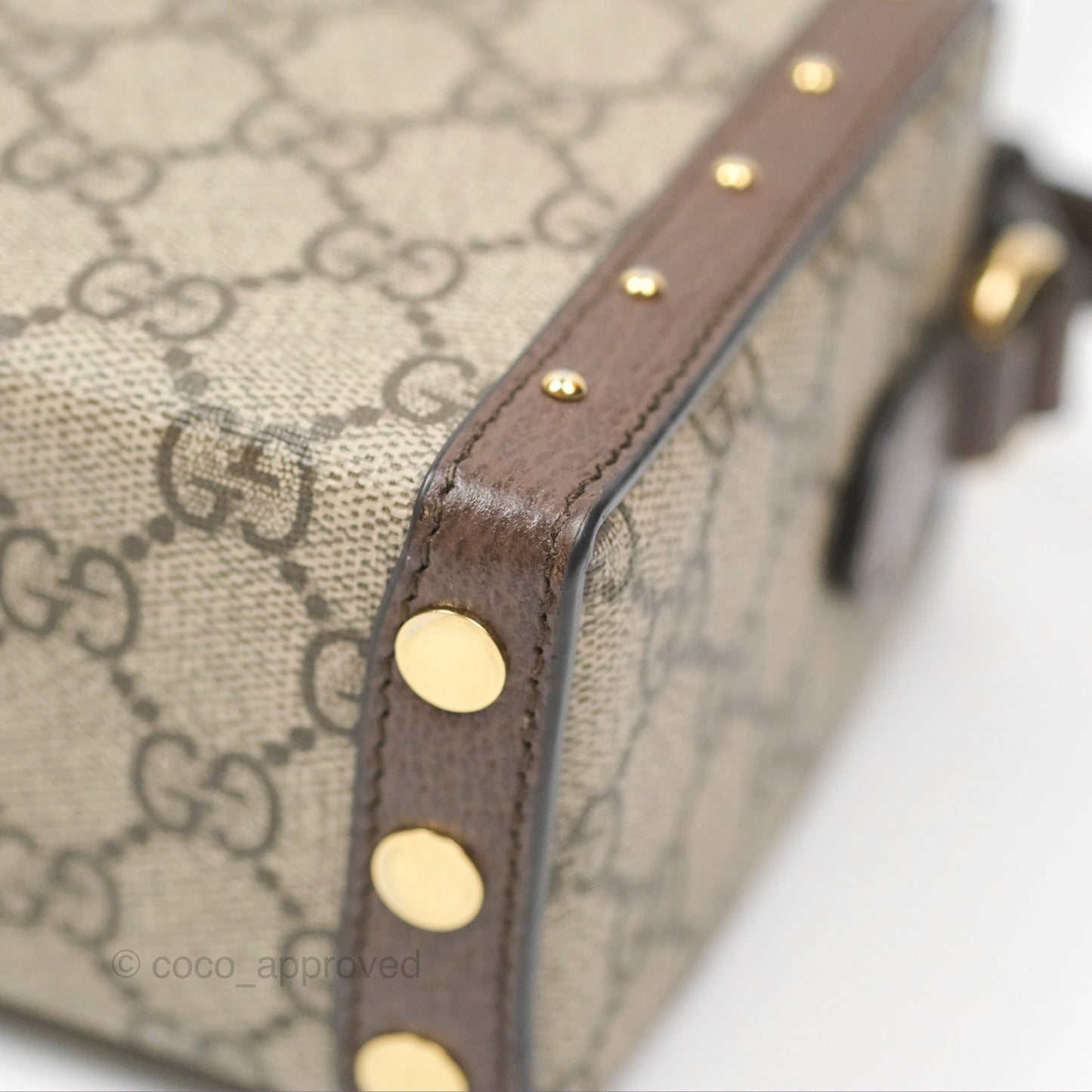 Gucci Gucci Brown/Beige GG Supreme Canvas and Leather Mini Trunk Bag