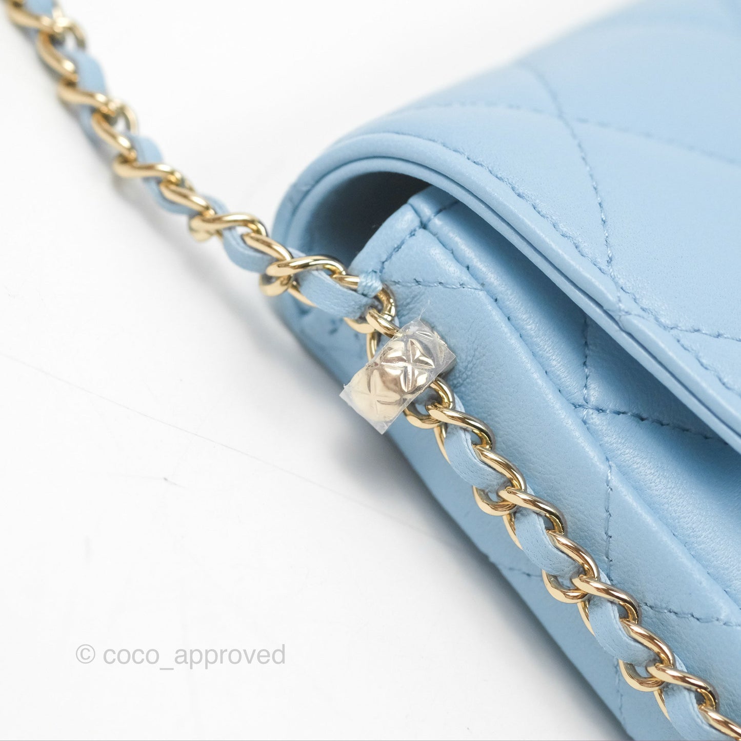 Chanel Mini Chain Around Clutch With Chain Blue Lambskin Gold Hardware