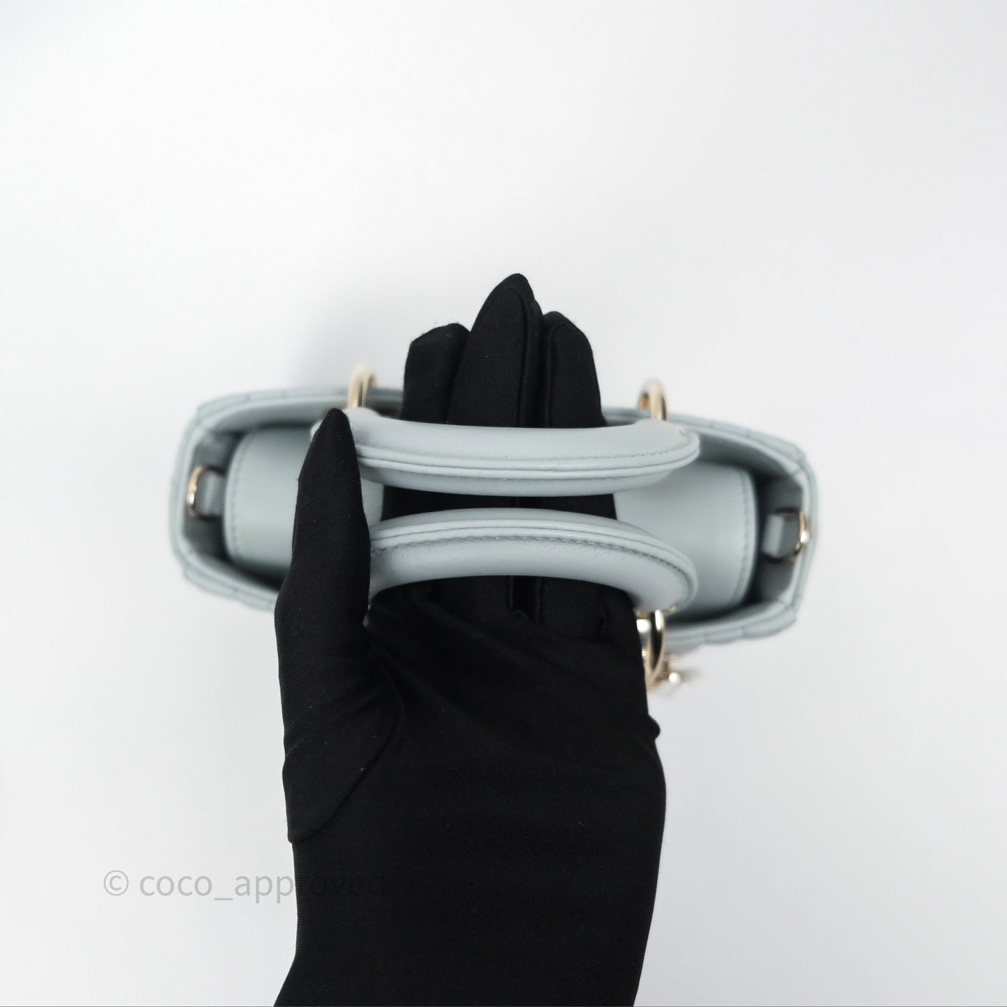 Christian Dior Micro Lady D-Joy Bag Baby Blue Lambskin Cannage Gold Hardware
