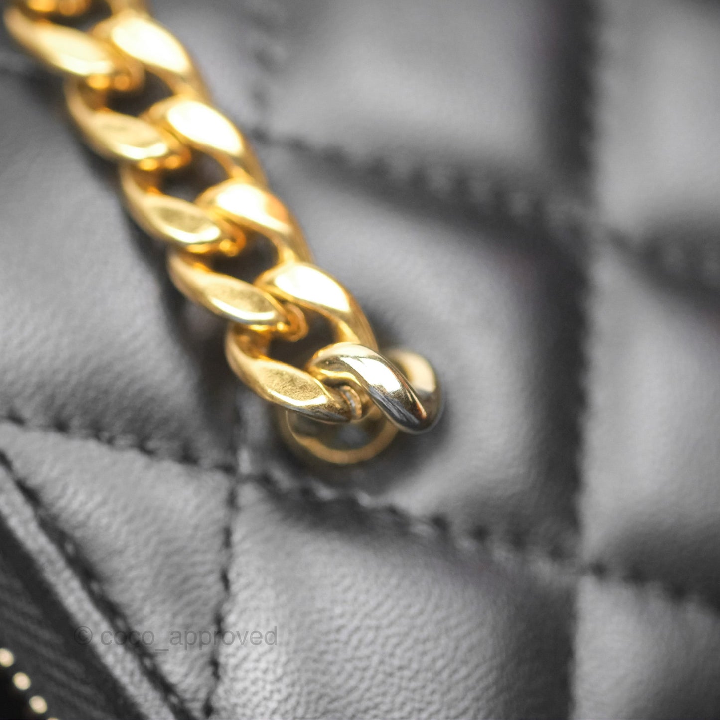 Chanel Vanity Rectangular with Pearl Resin Chain Black Lambskin Gold Hardware