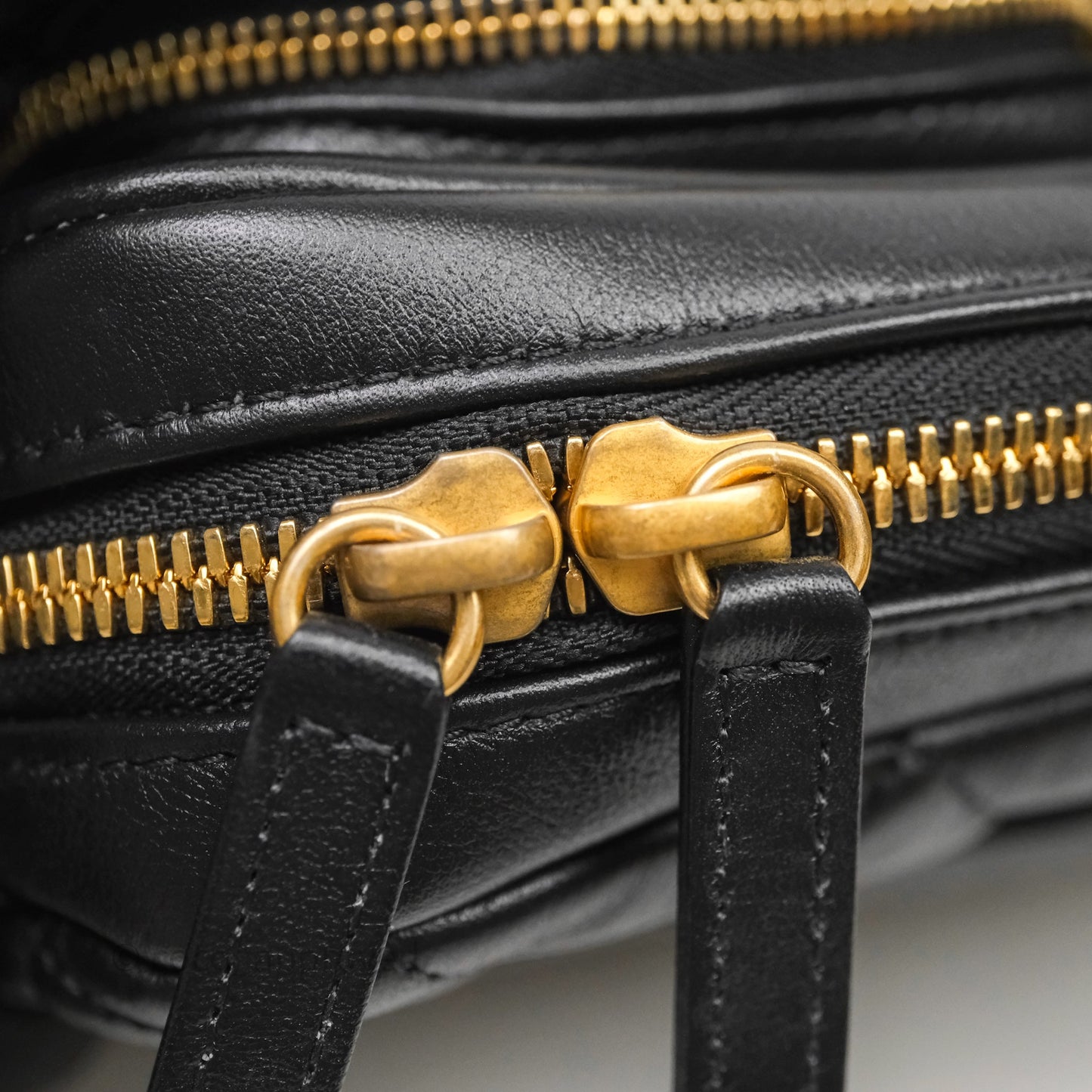 Chanel Small Camera Case Quilted Black Calfskin Aged Gold Hardware 22C