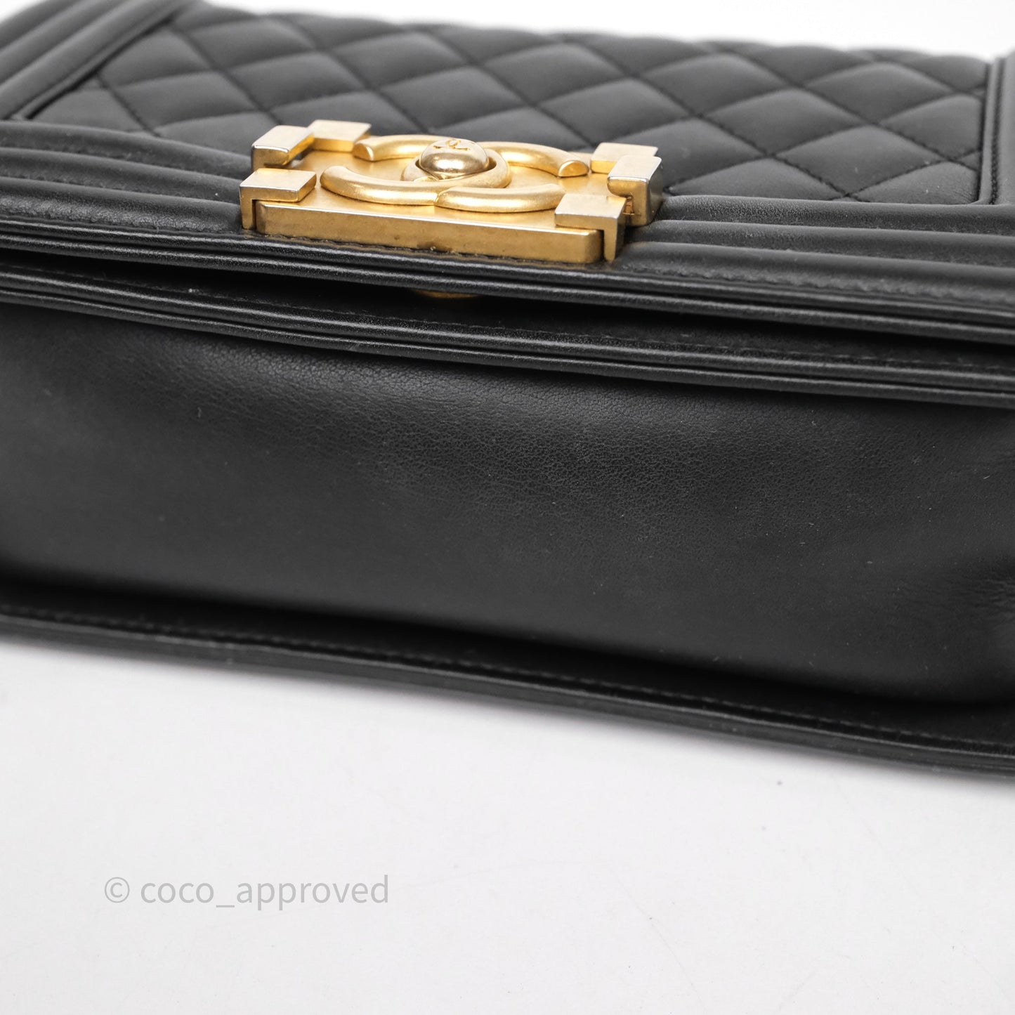 Chanel Small Boy Black Lambskin Aged Gold Hardware