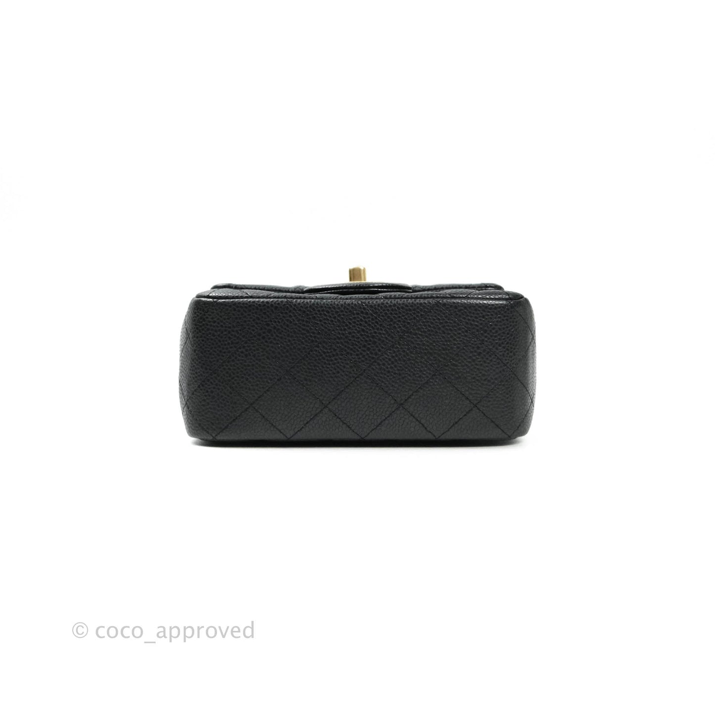 Chanel Mini Square Charcoal Black Caviar Matte Gold Hardware