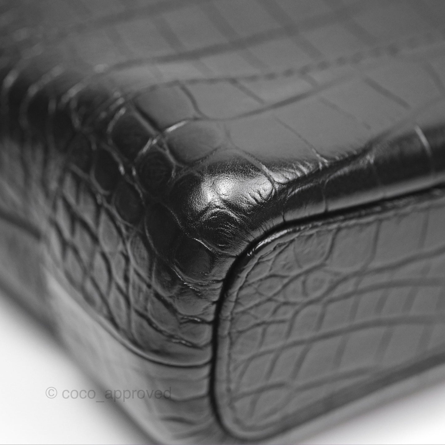 Chanel Small Gabrielle Hobo with Logo Handle Quilted Black Croc Embossed Calfskin