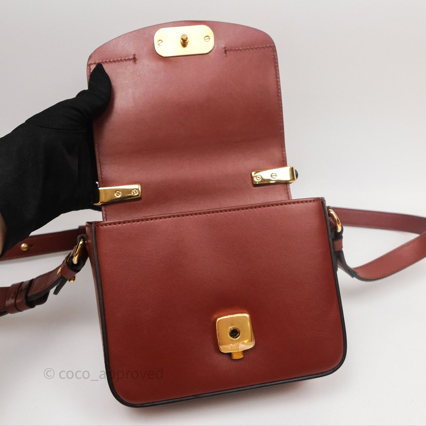 Chloé Mini C Bag Sepia Brown Shiny/Suede Calfskin