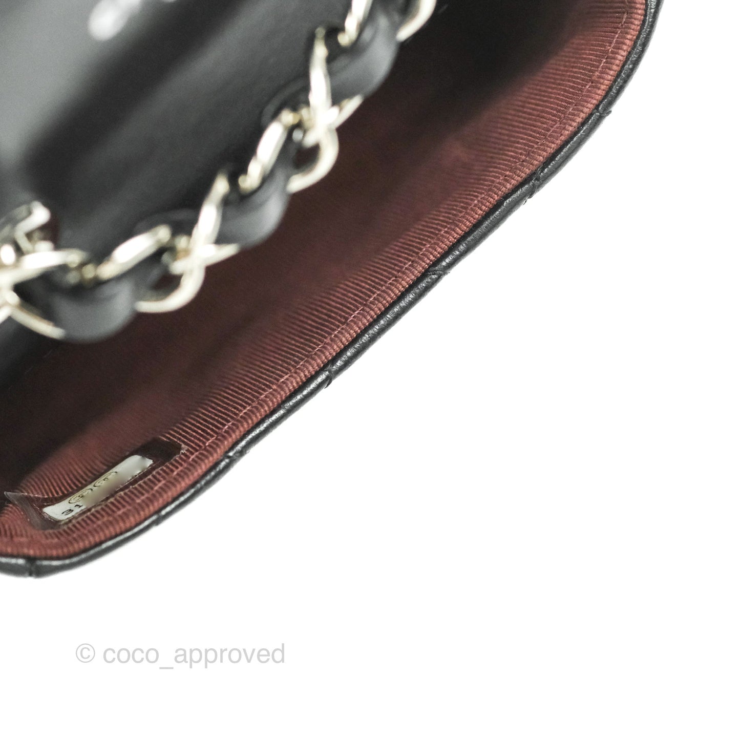 Chanel Mini Card Holder Chain Belt Bag Black Lambskin Silver Hardware 21B