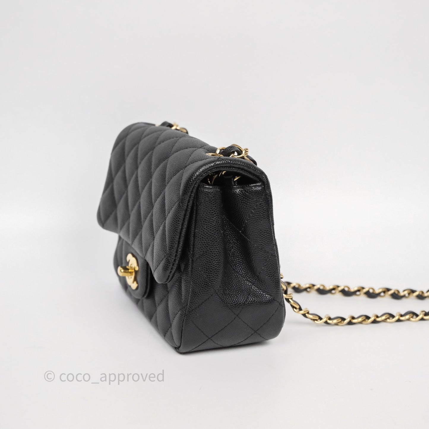 Chanel Mini Square Quilted Black Caviar Gold Hardware