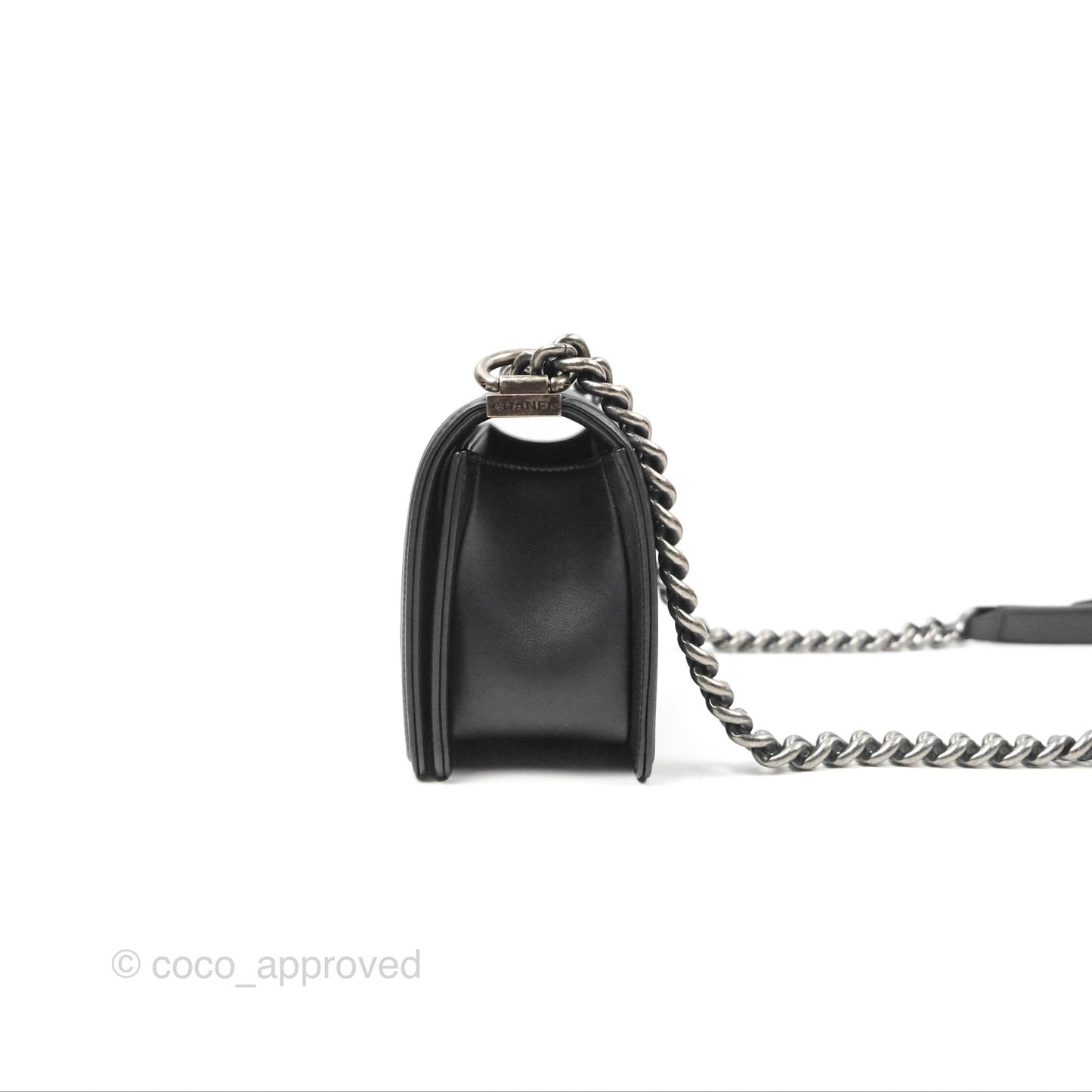 Chanel Small Boy Black Calfskin Ruthenium Hardware