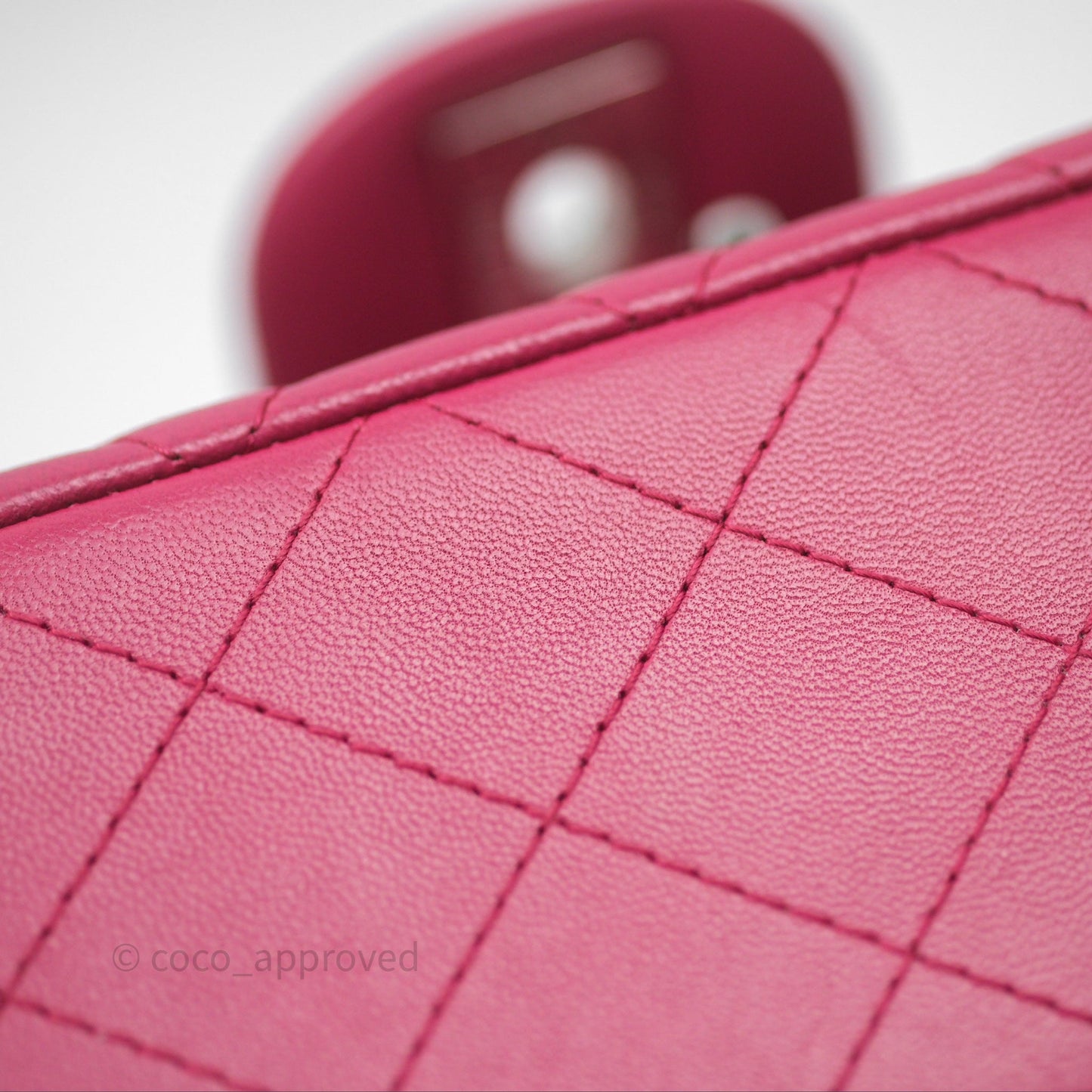 Chanel Quilted Mini Rectangular Flap Dark Pink Lambskin Silver Hardware