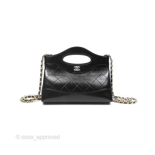 Chanel Nano 31 Black Shiny Calfskin Gold Hardware