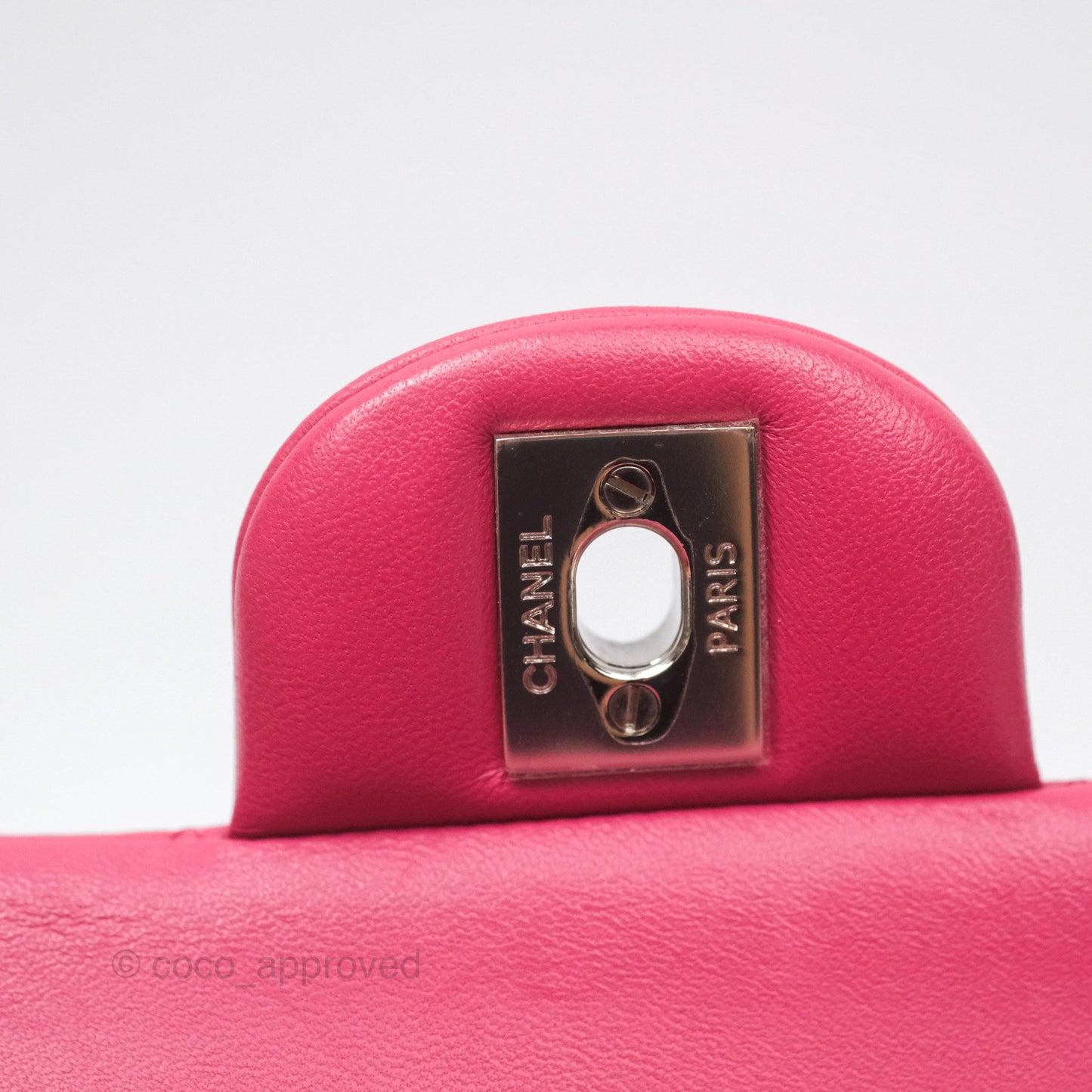 Chanel Classic M/L Medium Flap Quilted Dark Pink Lambskin Silver Hardware