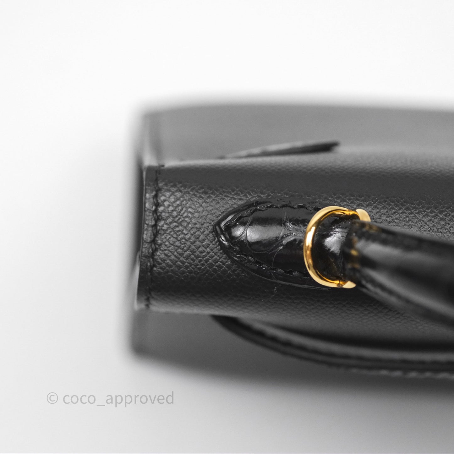 Hermès Mini Kelly II Touch Noir 89 Croc Gold Hardware