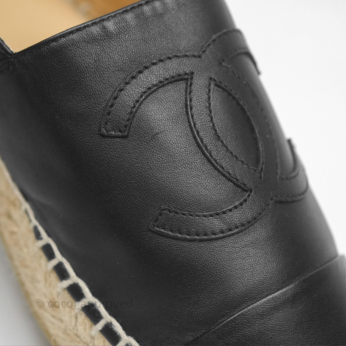 Chanel Espadrille Black Leather Size 40