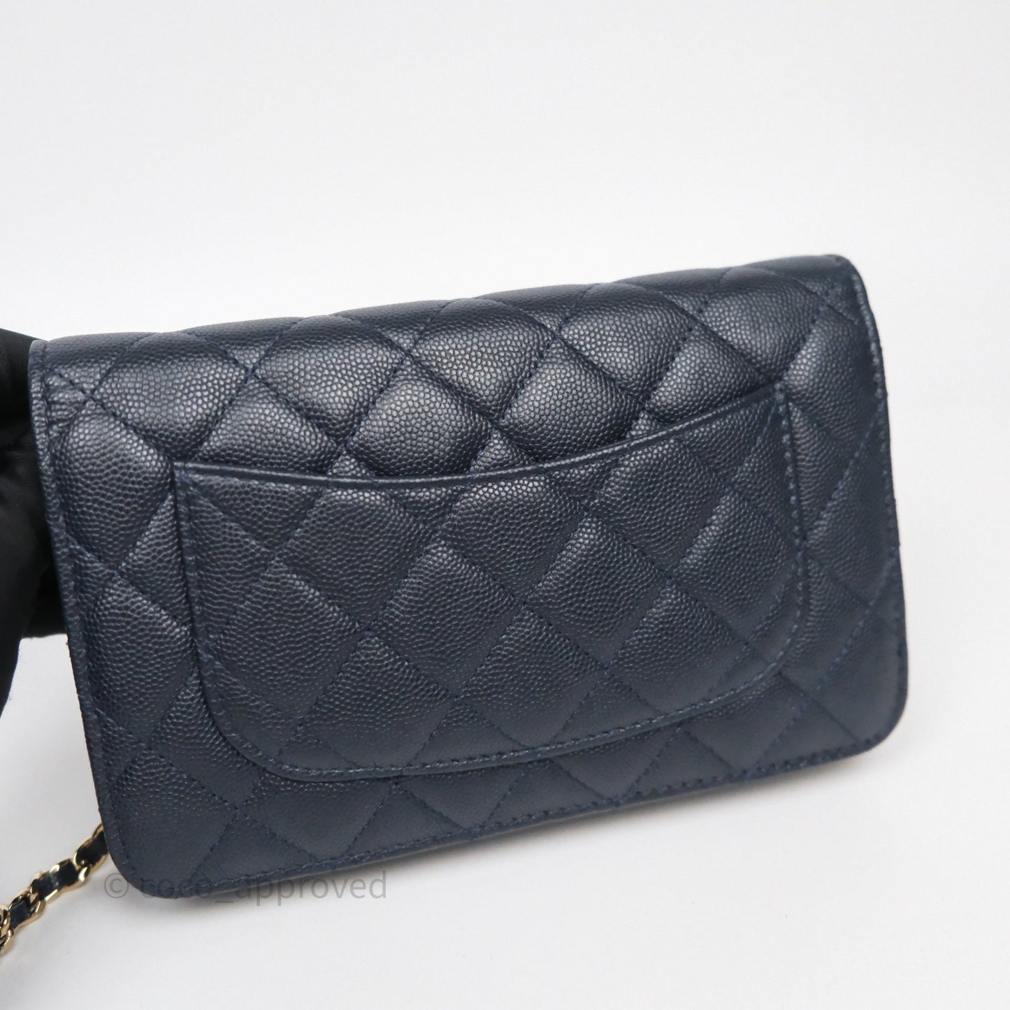 Chanel Classic Wallet On Chain WOC Quilted Navy Caviar Gold Hardware