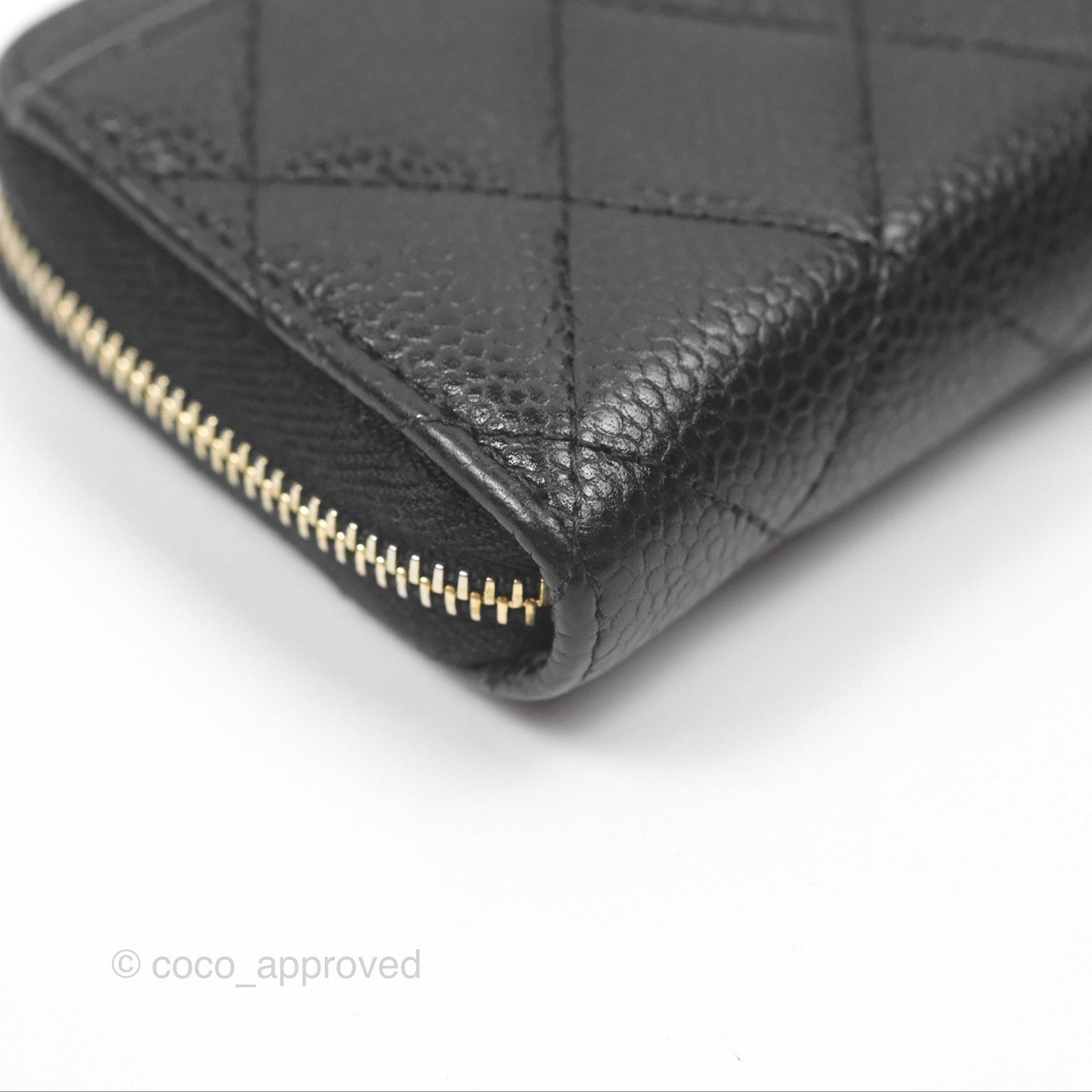 Chanel Classic Zipped Coin Purse Black Caviar Gold Hardware