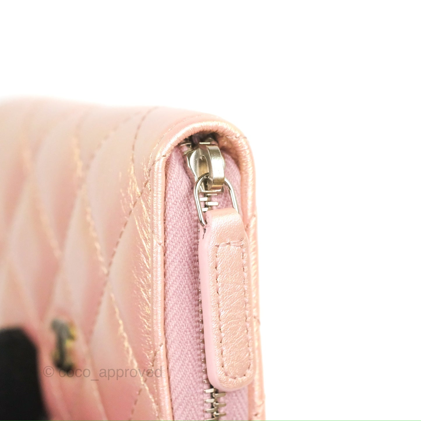 Chanel Classic Zipped Coin Purse Iridescent Pink Calfskin Silver Hardware