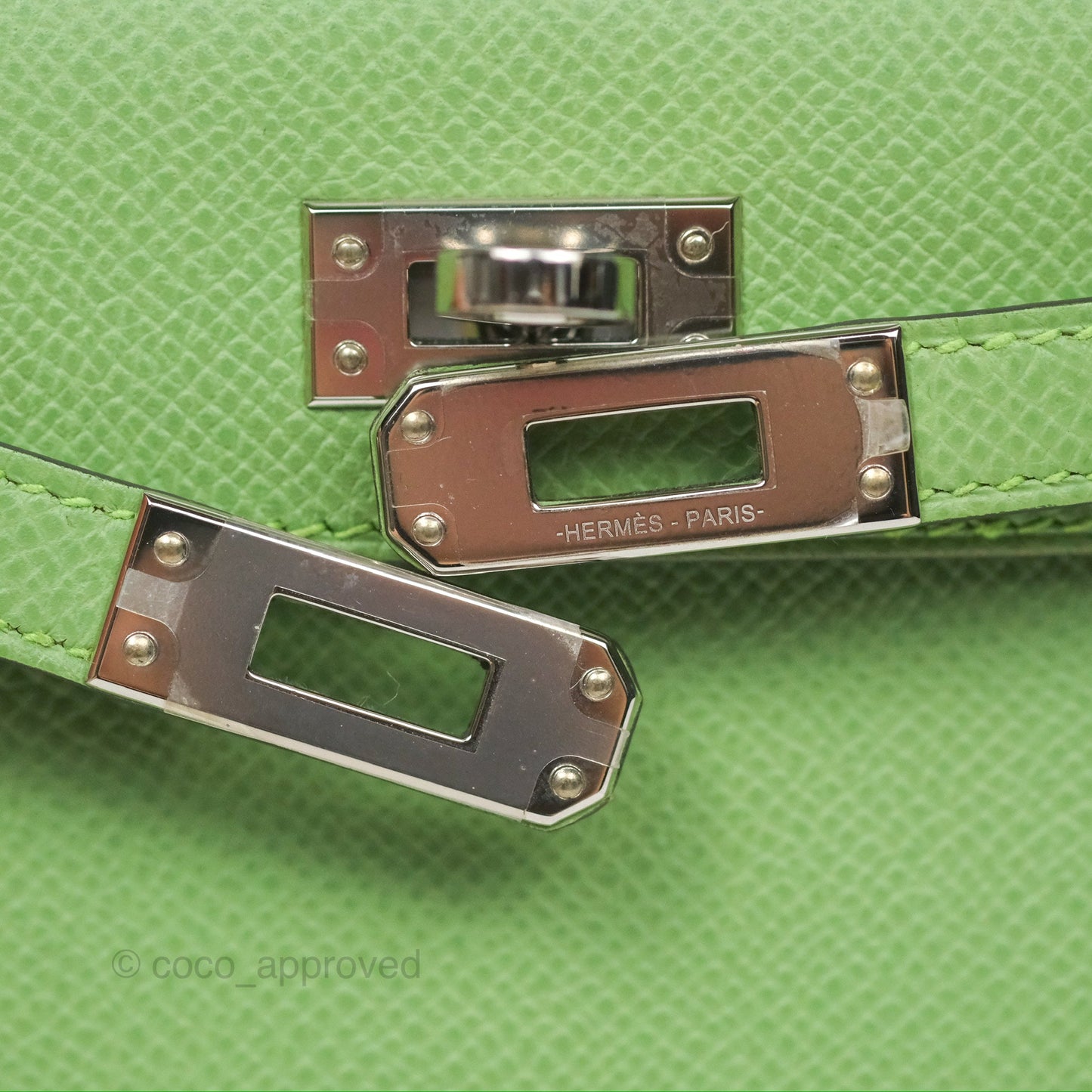 Hermès Mini Kelly II Vert Criquet Epsom Palladium Hardware