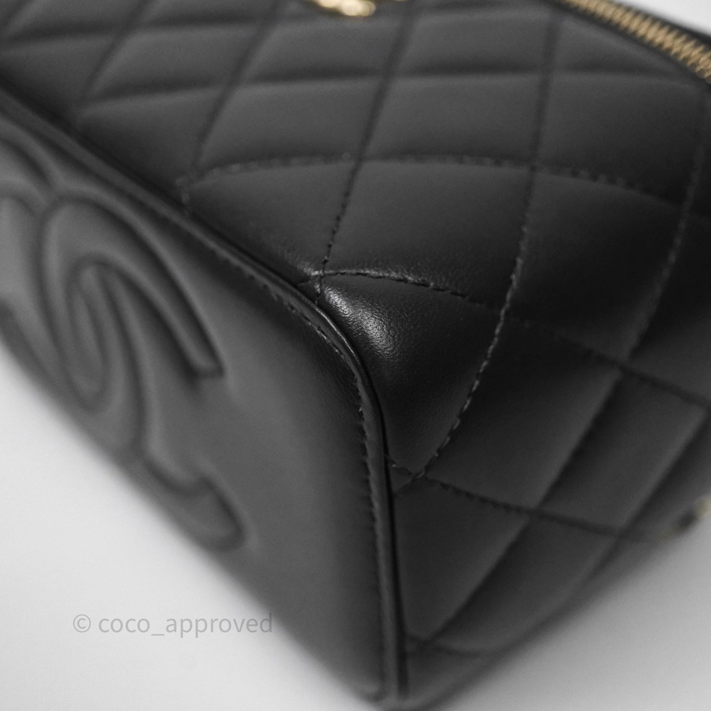 Chanel Trendy CC Vanity Rectangular Top Handle Dark Grey Lambskin Gold Hardware