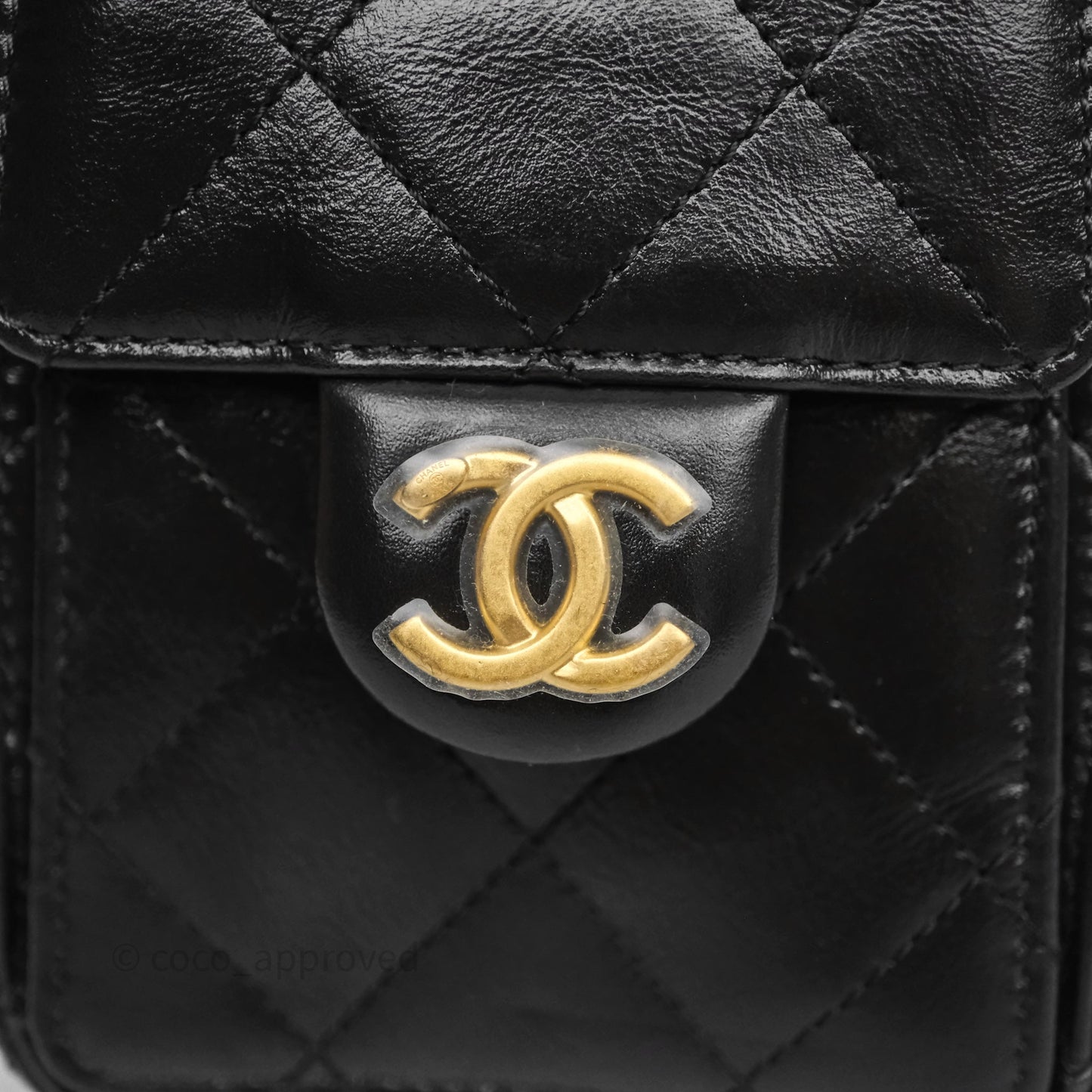 Chanel 25 Mini Black Shiny Crumpled Calfskin Mixed Hardware